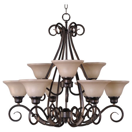Maxim Nine Light Kentucky Bronze Wilshire Glass Up Chandelier 2658WSKB
